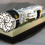 Full view of the front of the 7-meter diameter Robbins Tunnel Boring Machine engineering scale model