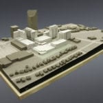 Full view of the architectural scale model of the lively Buckhead district of Atlanta