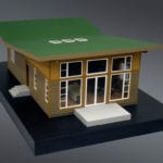 Full view with the roof of an architectural scale model built as a sales tool for the developer