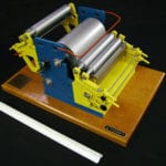 View of an engineering scale model of a coil coating machine