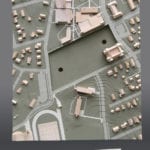 Plan view of the architectural massing model of the University of Dubuque