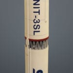 Detail view of the Boeing Sea Launch Zenit-3SL rocket engineering scale model