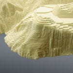 Detail view of a topographic architectural scale model for a site study for the Mike O’Callaghan – Pat Tillman Memorial Bridge at Hoover Dam