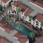 Detail view of one of the pool areas in the La Vida Real Condominiums architectural scale model created for Mithune Architecture