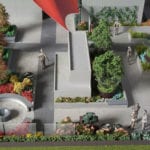 Detail view of a resident's garden area from the architectural scale model of the Mosler Lofts Condominium building in Seattle, created for Mithune Architecture