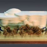 View of the architectural massing model created for Jones & Jones Architects and Landscape Architects of the National Museum of the American Indian in Washington, DC