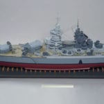 A full side view of the engineering scale model of the French battleship Richelieu