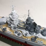 A detail view amidship, showing the superstructure of the engineering scale model of the French battleship Richelieu