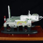 A full view of the engineering scale model of the Sea Launch Platform from the starboard side