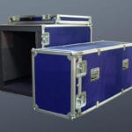 A view of the custom shipping case designed to protect the engineering scale model of the Sea Launch Commander
