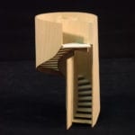 View of a basswood architectural design study for a spiral staircase created for Olson Kundig architects