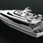 A full view from the stern of the engineering scale model of the Yamaha Yacht