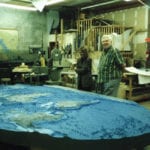 The world topographic scale model for the George H. W. Bush Library and Museum in the studio