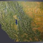 Full view of California Trails topographic scale model