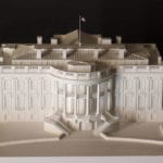 View of the south side of the architectural scale model of the 1970s era White House for the Gerald Ford Presidential Museum