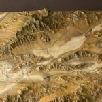 Details of terrain, roads, and trails on the Ash Meadows National Wildlife Refuge topographic scale model