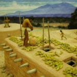 Detail view of food storage from the museum scale model of the Tusayan Pueblo