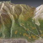 Topographic scale model of the Kennicott Mines National Historic Landmark detail of trails