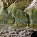Topographic scale model of the Kennicott Mines National Historic Landmark detail of trails