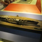 View of the bronze cast tactile museum scale model of the Japanese carrier Akagi at Pearl Harbor