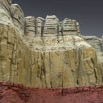 Detail view of the Grand Canyon Geologic Column scale model showing cliff detail
