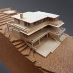 Detail view of an architectural scale model for a residential project