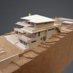 Detail view of an architectural scale model for a residential project