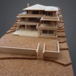 Detail view of an architectural scale model for a residential project