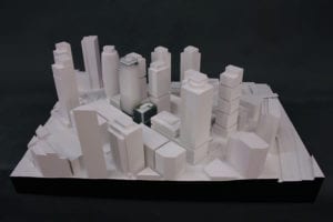 Full view of the architectural scale model of the Boren Project